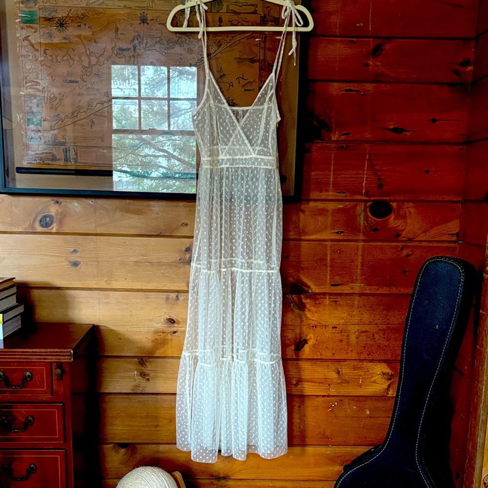 Lulu's White Polka Dot Mesh Dress